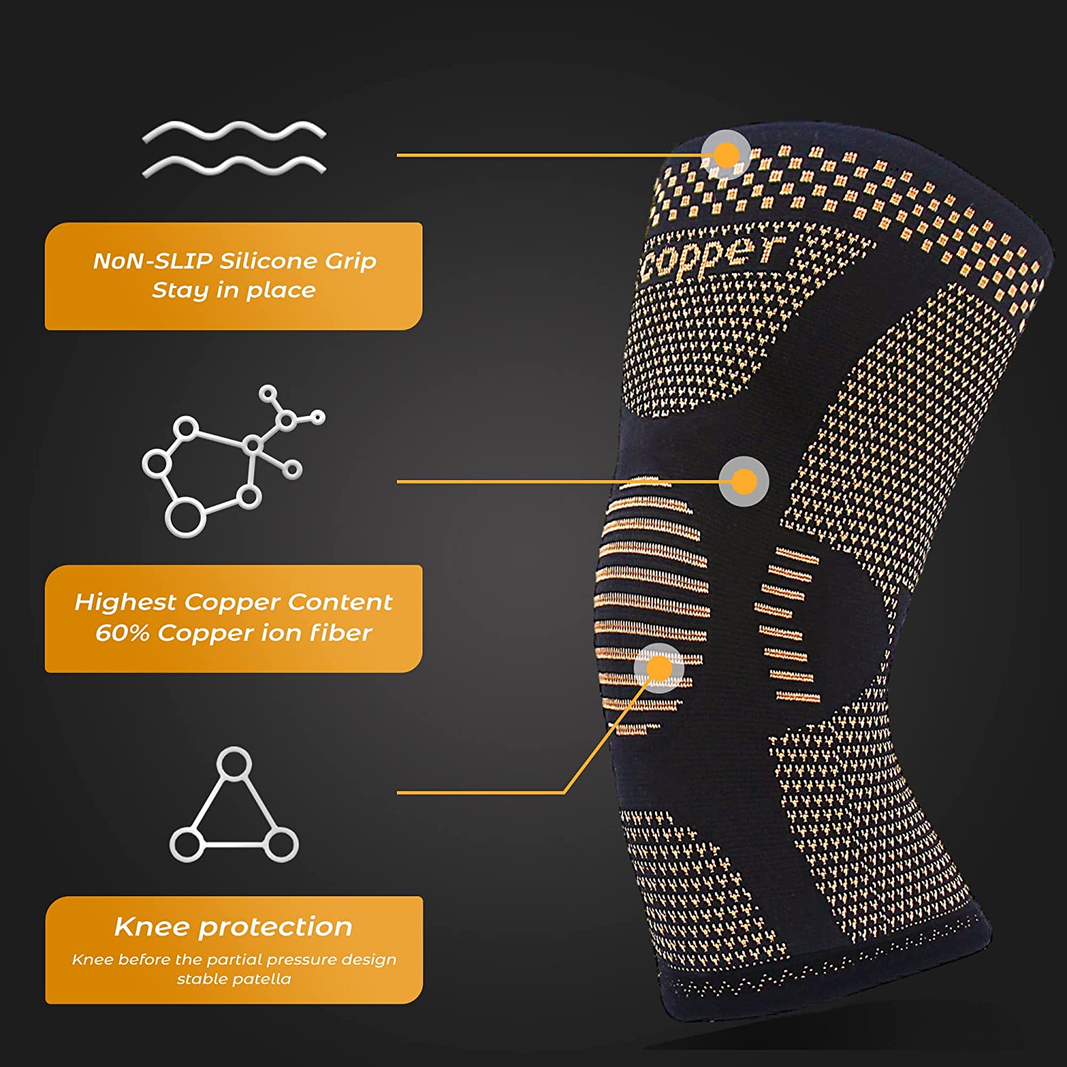Copper Knee Braces Knee Compre - Knee Guard Hard recension och pris